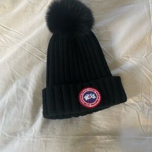 Canada Goose black Pom Pom hat women's